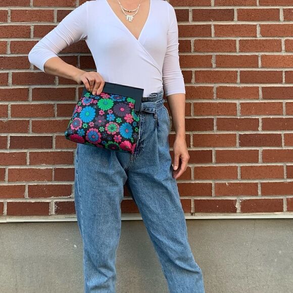 Chic Wood Frame & Leather Floral Print Clutch/Shoulder Bag/Crossbody - Picture 11 of 16